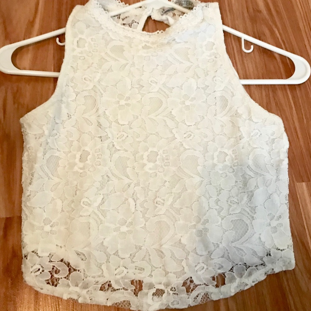 White lace crop top
